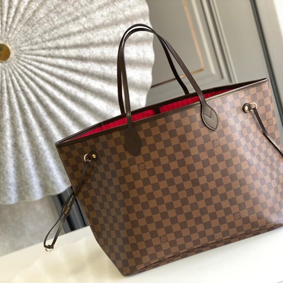 Louis Vuitton Monogram Neverfull MM Brown Red Bag - Picture 1 of 9
